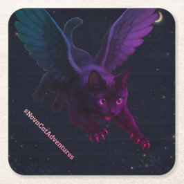 Posavasos Cuadrado De Papel #NovaCatAdventures winged v2 Paper Coaster