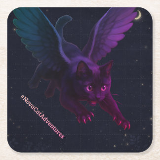 Posavasos Cuadrado De Papel #NovaCatAdventures winged v2 Paper Coaster