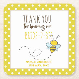 Posavasos Cuadrado De Papel Novia 2 Abeja Lindo Amarillo Lunares Despedida de 