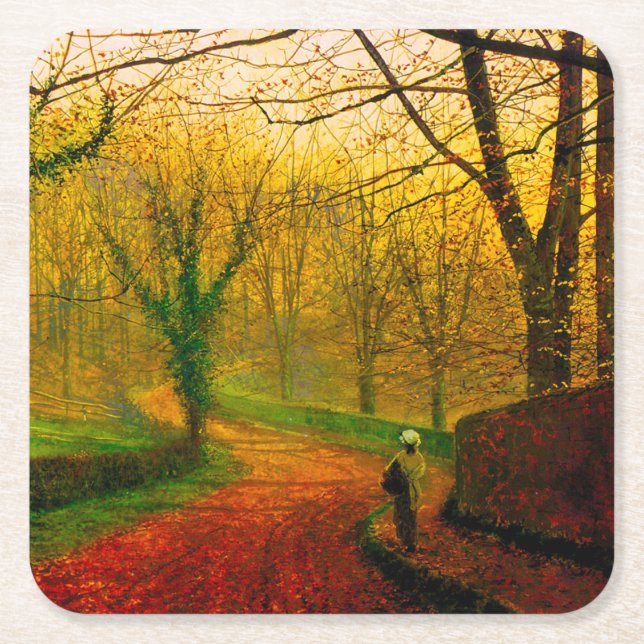 Posavasos Cuadrado De Papel Noviembre por la tarde Stapleton Park Grimshaw (Anverso)