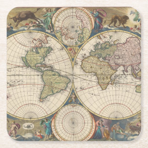 Posavasos Cuadrado De Papel Novissima Totius Terrarum Orbis Tabula