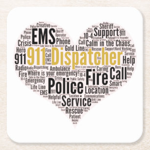 Posavasos Cuadrado De Papel Nube de Word de Dispatcher 911