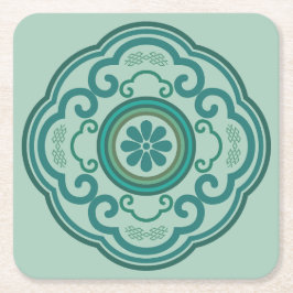 Posavasos Cuadrado De Papel nube verde tradicional china Ruyi