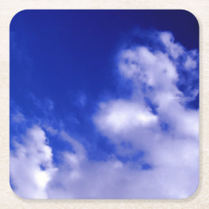 Posavasos Cuadrado De Papel Nubes azules y blancas