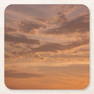 Posavasos Cuadrado De Papel Nubes de sol II Pastel Naturaleza abstracta