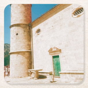 Posavasos Cuadrado De Papel Nuestra Señora de las Rocas - Bahía de Kotor - Mon
