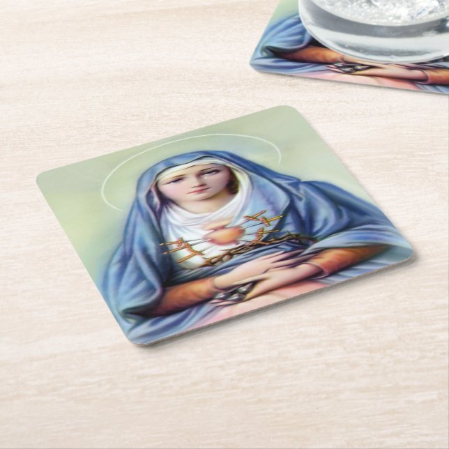 Posavasos Cuadrado De Papel Nuestra Señora de los Dolores (En perspectiva)