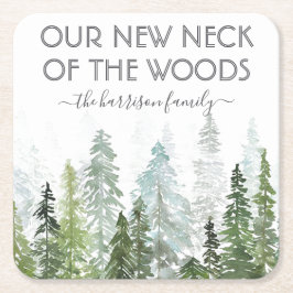 Posavasos Cuadrado De Papel Nuestro Nuevo Cuello Del Bosque | Fiesta de limpie