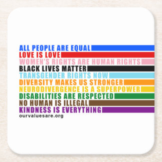 Posavasos Cuadrado De Papel Nuestros valores son más rápidos