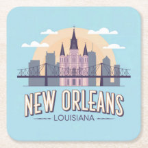 Nueva Orleans Louisiana Square Coaster Set