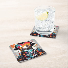 Posavasos Cuadrado De Papel Nueva York, graffiti.