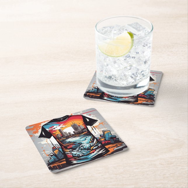 Posavasos Cuadrado De Papel Nueva York, graffiti. (In situ)