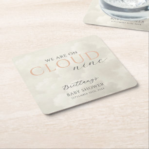 Posavasos Cuadrado De Papel Nueve nubes blancas Baby Shower