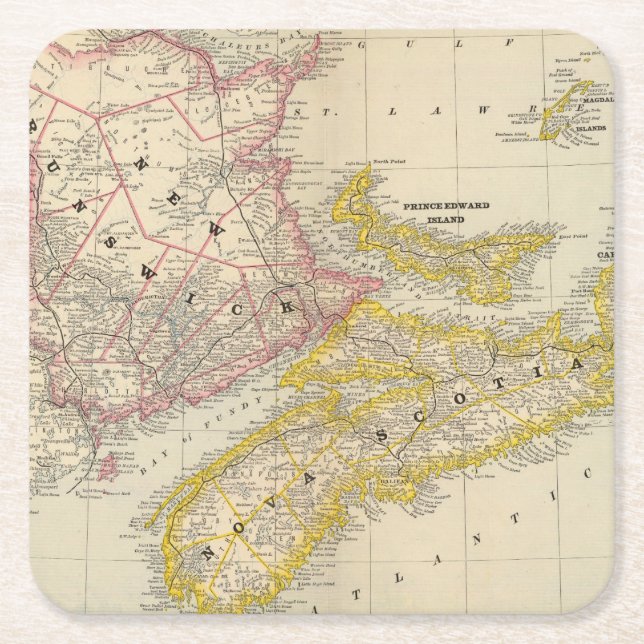 Posavasos Cuadrado De Papel Nuevo Brunswick, Nueva Escocia (Anverso)