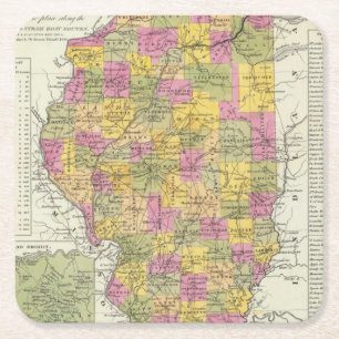 Posavasos Cuadrado De Papel Nuevo mapa de Illinois