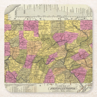 Posavasos Cuadrado De Papel Nuevo mapa de Pennsylvania 2