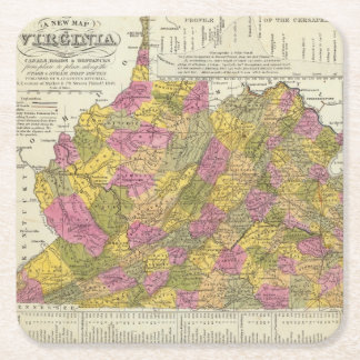 Posavasos Cuadrado De Papel Nuevo mapa de Virginia