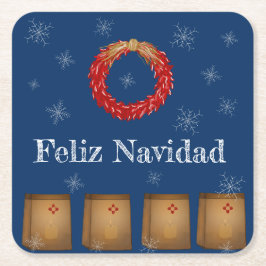 Posavasos Cuadrado De Papel Nuevo México Luminarias Farolitos Zia Red Chile