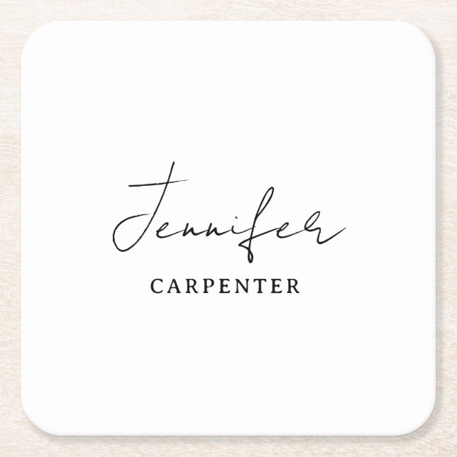 Posavasos Cuadrado De Papel Nuevo nombre para agregar minimalista elegante y p (Anverso)