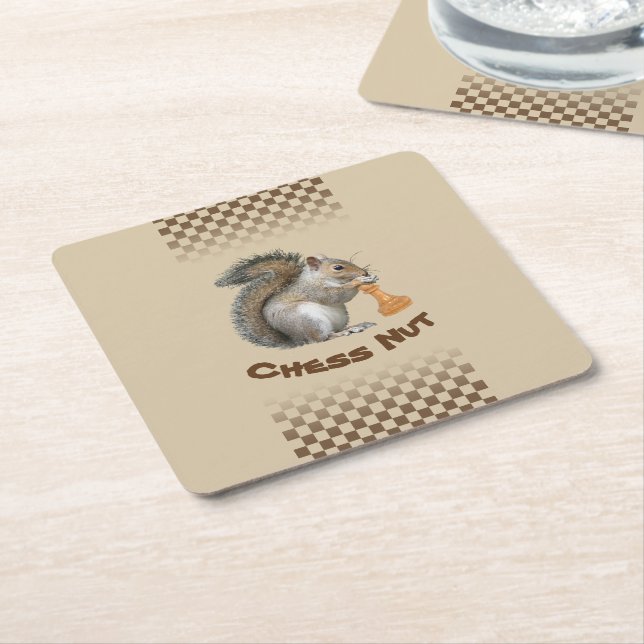 Posavasos Cuadrado De Papel Nuez del ajedrez (En perspectiva)