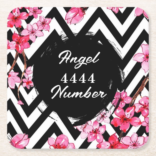 Posavasos Cuadrado De Papel Número de ángel "4444" (Anverso)