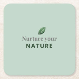 Posavasos Cuadrado De Papel Nurture Your Nature Minimal Motivational Coaster