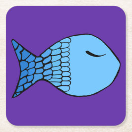 Posavasos Cuadrado De Papel NY Fish Design Coaster