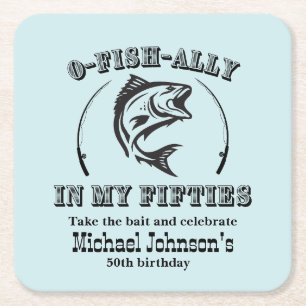Posavasos Cuadrado De Papel O-fish-ally In my Fifty 50th Birthday Party