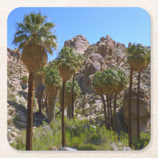 Posavasos Cuadrado De Papel Oasis Lost Palms I en el Parque Nacional Joshua Tr