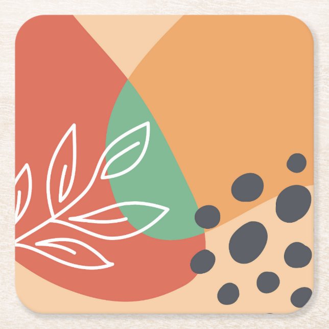 Posavasos Cuadrado De Papel Obra de arte abstracta de Boho (Anverso)