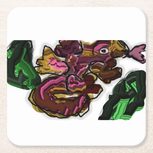 Posavasos Cuadrado De Papel Obra de arte de Lizard (Anverso)