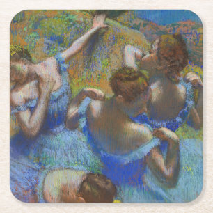 Posavasos Cuadrado De Papel Obras Maestras de Arte Fino Pastel Bailarinas Azul