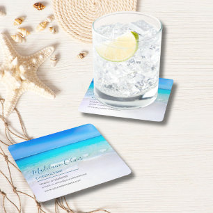 Posavasos Cuadrado De Papel Ocean Sea Business Contact Blue
