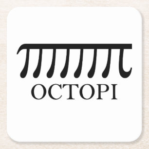 Posavasos Cuadrado De Papel Octopi - Graciosa Matemática del pulpo Pi
