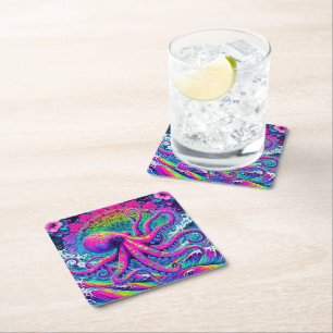 Posavasos Cuadrado De Papel Octopus