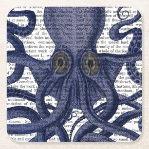 Posavasos Cuadrado De Papel Octopus arriba-cerca