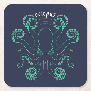 Posavasos Cuadrado De Papel Octopus Cephalopod Tentacles