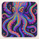 Posavasos Cuadrado De Papel Octopus trippy colorido<br><div class="desc">Este diseño presenta un pulpo colorido y psicodélico vibrante.</div>