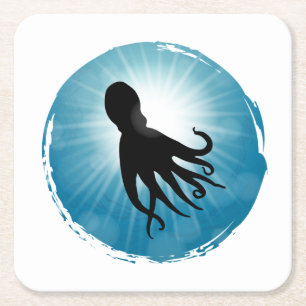 Posavasos Cuadrado De Papel Octopus Vida Acuática Subacuática