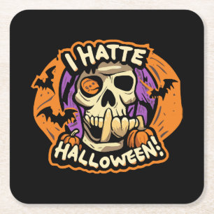 Posavasos Cuadrado De Papel odio Halloween