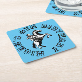 Posavasos Cuadrado De Papel Oeste Rodeo Southern Ranch Cowboy en caballo