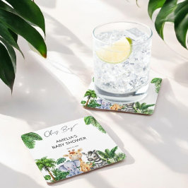 Posavasos Cuadrado De Papel Oh Boy Jungle Animal Safari Boy Baby Shower