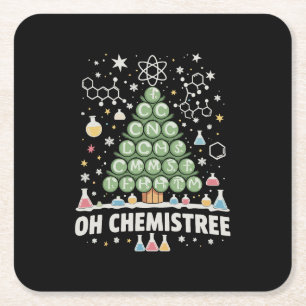 Posavasos Cuadrado De Papel Oh Chemistree Tabla Periódica Química Navidad