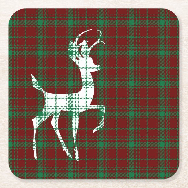 Posavasos Cuadrado De Papel ¡Oh ciervo! Navidades colocados (Anverso)