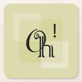 Posavasos Cuadrado De Papel ¡Oh! Elegante tipografía Minimalista Arte Verde Am