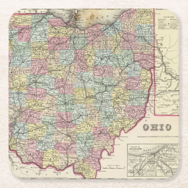Posavasos Cuadrado De Papel Ohio 6 (Anverso)