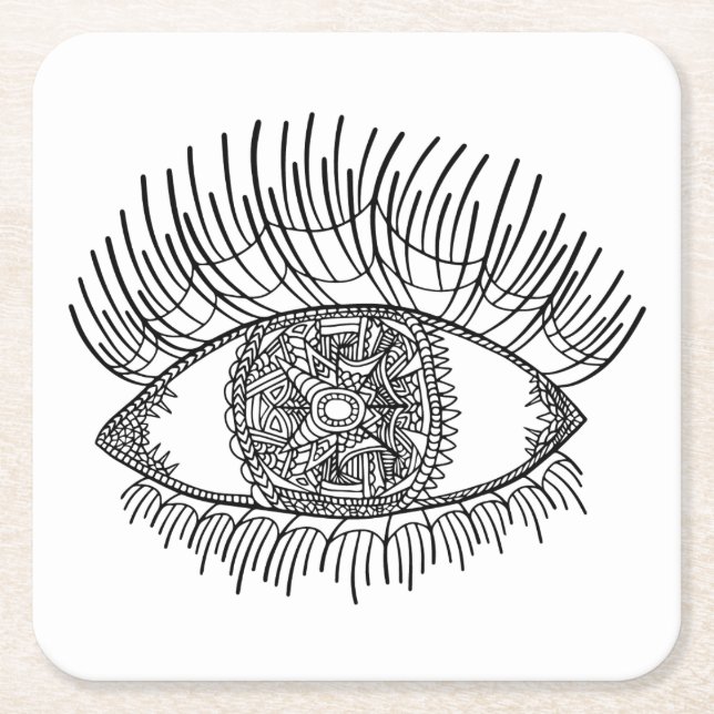 Posavasos Cuadrado De Papel Ojo inspirado (Anverso)
