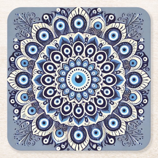 Posavasos Cuadrado De Papel Ojo malvado (Anverso)