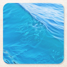 Posavasos Cuadrado De Papel Ola de agua azul