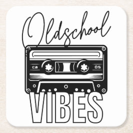 Posavasos Cuadrado De Papel Oldschool Vibes retro vintage Audiokassette